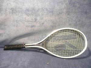 VINTAGE ANTIQUE RETRO silver metal KING BRAND tennis racket racquet USED 4 3/8 L