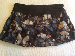 LuluLemon Tennis Skirt Black Print Butterfly Size 10