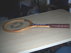 Spalding Oversize Bow Wood Tennis Racquet - Handcrafted French White Ash Belgium
