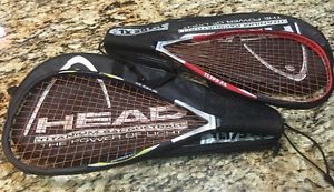 2 Head Titanium Racquetball Racquets Ti.195 & Ti.175 XL + Case FAST SHIPPING