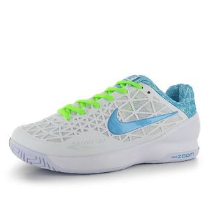 Nike Zoom Cage 2 Tennis Shoes Womens White/Blue/Volt Court Trainers Sneakers