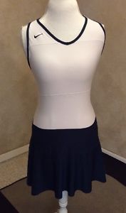 Nike Dri Fit Tennis Athletic Dress Navy Blue & White Sz Small Built In Bra