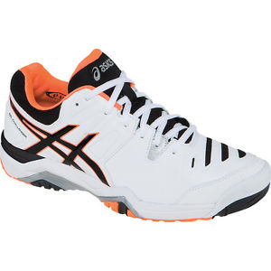 Asics Gel-Challenger 10 Mens Tennis Shoe  White-Onyx-Flash Orange