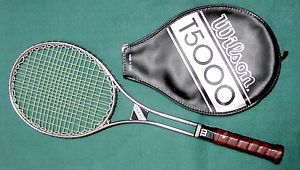 Vintage Wilson T5000 Metal Tennis Racquet 4 3/8 L Grip w Cover Excellent Cond