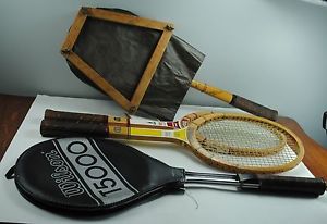 Four Vintage Tennis Rackets (Bancroft, Wilson wood & metal)