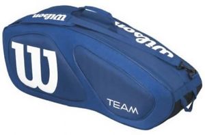 New Wilson WRZ852606 Team II Tennis Racket Bag, Navy/White, 6-Pack Free Shipping