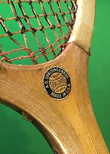 VINTAGE SPALDING TOURNAMENT MODEL WOOD TENNIS RACKET 1916