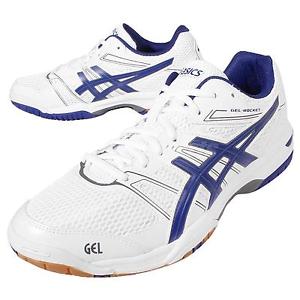 Asics Gel-Rocket 7 VII White Blue Mens Volleyball Indoor Badminton B405N0143