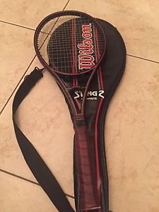 Vintage WILSON STING 2 MIDSIZE GRAPHITE Tennis Racket with Cover 4 1/4" See orig