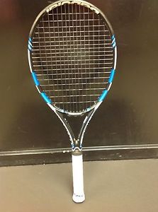 Babolat Pure Drive  w/ a 4 & 3/8's grip.