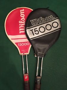 Lot of 2 Vintage Steel Racquets, Wilson T3000 & T5000 (Ca. 1968-1978)