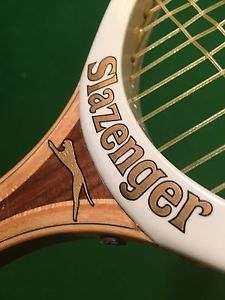 VINTAGE SLAZENGER CHALLENGE ONE WOOD TENNIS RACKET W/PRESS ENGLAND