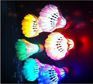 LED Badminton Set Shuttlecock Dark Night Glow Birdies Lighting For Sports