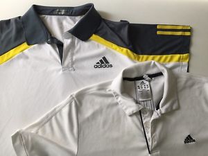 2 Men's Large Adidas Tennis Polo Shirts Barricade Climacool and Galaxy Climalite