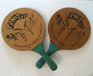 Vintage Retro Tenisopp Rotao Beach Paddle Ball Set Made in Israel