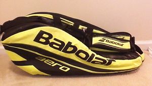 BABOLAT PURE AERO 6 PACK  Tennis Racquet Racket Bag - Black/Yellow - NICE