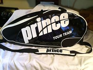 Prince Black & White Tour Team 6 pack Tennis Racquet Bag Shoulder Straps @Nice@