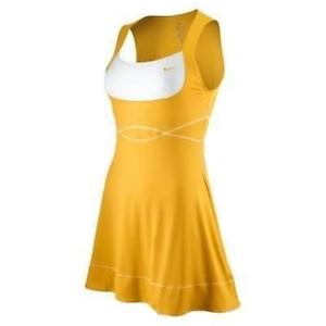 Nike Serena Tennis Dress ( M ) Buttercup Yellow & White Dri-fit