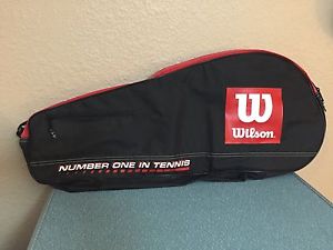 WILSON 3+ TENNIS RACKET CARRY BAG W SHOULDER STRAP Black White & Red