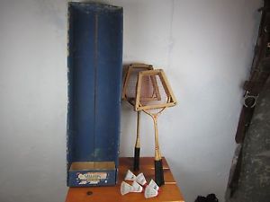 Spalding Badminton Set Vintage Racquets Set of 4 Original Box  Made in USA Great