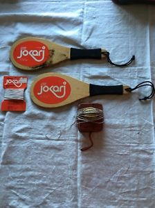 Jokari Champ Model Racquetball Paddle / Wood Racquet Set 1970s Vintage