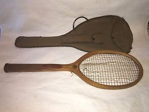 Vintage Broadway Tennis Racket Antique Wood Racquet Pawtucket,R.I. Case Perin