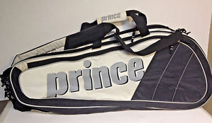 PRINCE 6 Pack racquet racket backpack tennis tote bag black-white case NICE!
