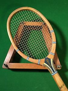 VINTAGE BANCROFT PREMIER WOOD TENNIS RACKET W/PRESS late: 1930's