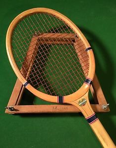 VINTAGE MAGNAN COLUMBIA WOOD TENNIS RACKET W/PRESS "late" 1940's