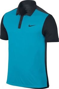 NEW Nike Men's Advantage Tennis Polo Blue Lagoon/Black Large