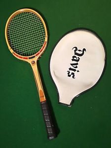 VINTAGE TAD DAVIS CLASSIC WOOD W/LAMINATE TENNIS RACKET W/COVER 4 5/8 GRIP