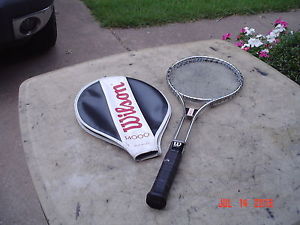 Rare Vintage Wilson T4000 Steel Tennis Racquet 4 5/8 Medium Leather w Cover