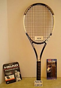 Prince Triple Threat Bandit MP Tennis Racquet Racket 4 1/2 - NEW STRINGS + GRIP