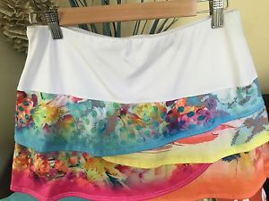 Lucky In Love Tennis Skirt M Ruche Multi  Color EUC Like New