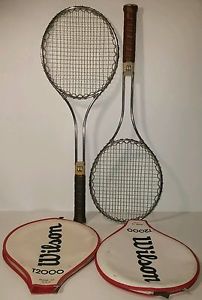 2 Vtg Jimmy Connors Wilson T2000 Tennis Rackets Racquets with Covers & Strings