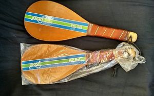 2 Jokari Pro Set Wood Racket Ball Paddles Kyle Rote Jr