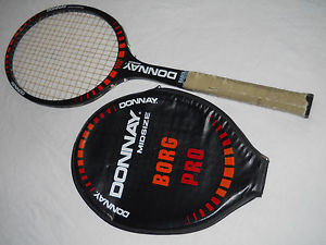 DONNAY BELGIUM BORG PRO MIDSIZE GRAPHITE REINFORCED WOOD TENNIS RACQUET & COVER