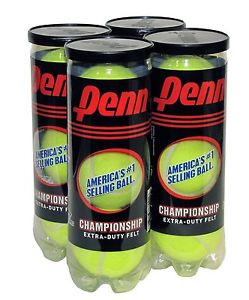 (12) Penn 1 Championship Tennis Balls Extra-Duty Felt - 4 Cans of 3 - Sealed