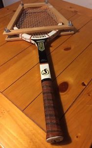 Vintage Spaulding Award Tennis Raquet Racket Power Ply Construction Wooden