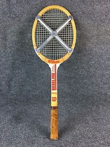 VINTAGE WOOD WILSON JIMMY CONNORS BASELINE TENNIS RACKET W/ ZEPHYR METAL PRESS