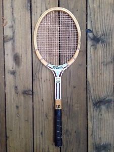 VINTAGE WILSON JIMMY CONNORS CHAMP WOOD TENNIS RACQUET 4 1/4 w/ PROTECTOR Cover