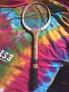 Vintage Antique Tennis Racquet Racket Wooden Contender Maker Established in 1904