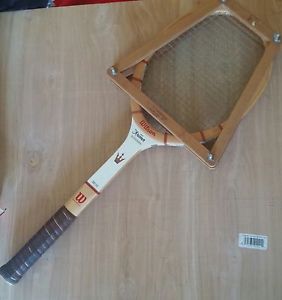 Vintage Wilson Jack Kramer Autograph Wooden Tennis Racket w/Wood Cover 4 1/2"