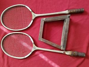 VINTAGE SPORTCRAFT SILVERWING TENNIS RACQUETS RACKETS BADMINTON W/ PRESS HOLDERS