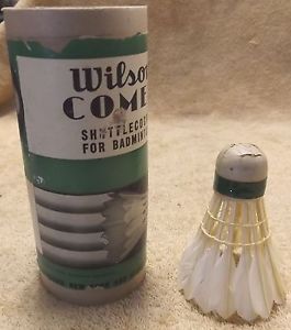 VINTAGE-WILSON COMET FEATHER SHUTTLECOCK BADMITTON BIRDIE-IN TUBE-ESTATE SALE!