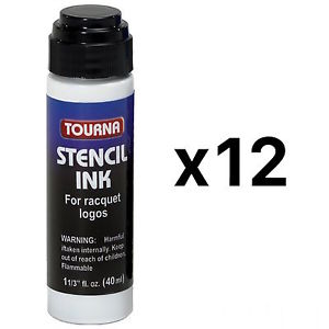 Tourna Racquet String Stencil Ink Tennis Racquetball 1.5Oz Black (12-Pack)