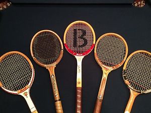 Wooden Tennis Raquets Lot of 5 Billy Jean King Don Budge