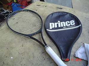 Prince Pro Oversize Aerodynamic Tennis Racquet 4 1/4 w Cover+Wilson Pro Overwrap