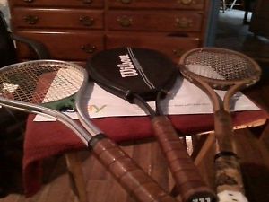 3 Vintage L Tennis Rackets/4 1/4" Wilson Defender,4 1/2" addin,4 1/2" Tournament