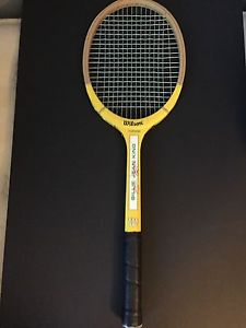 VINTAGE 1970's WILSON BILLIE JEAN KING YELLOW TENNIS RACQUET BELGIUM